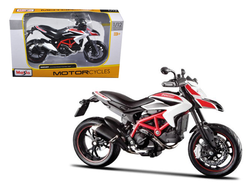 2013 Ducati Hypermotard SP White Motorcycle Model 1/12 by Maisto