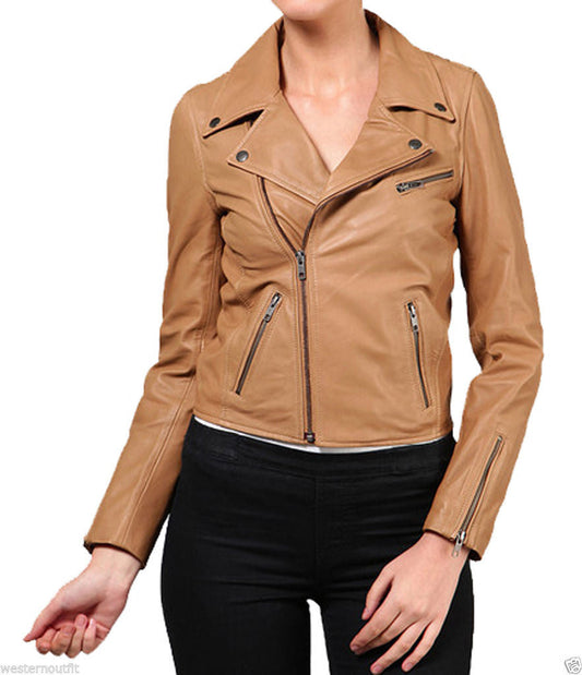 Women Real Lambskin Leather Jacket KW007