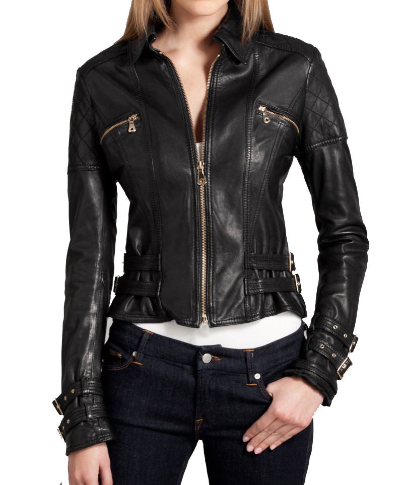 Women Real Lambskin Leather Jacket KW009