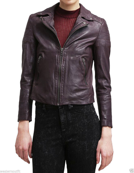 Women Real Lambskin Leather Jacket KW010