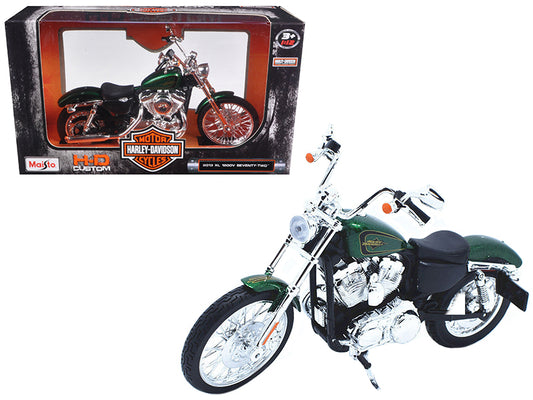 2013 Harley Davidson XL 1200V Seventy Two Green Motorcycle Model 1/12