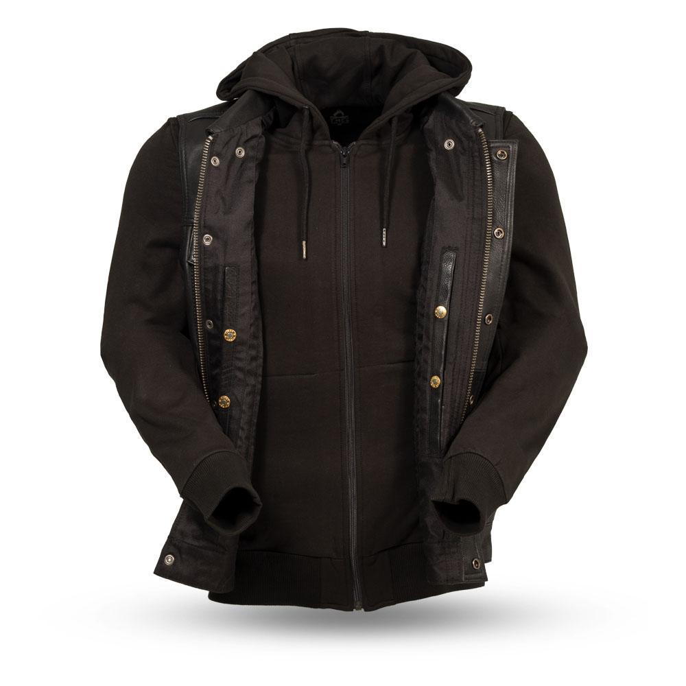 Kent - Men's Motorcycle Leather Vest with Sweatshirt