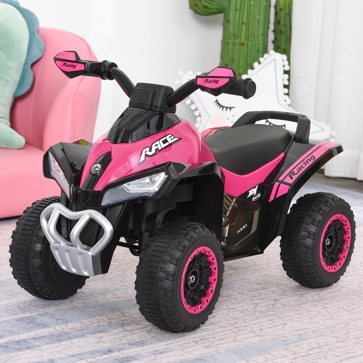 Kids Ride on Toy 4 Wheel Motorcycle Car for 18-36 Months Pink