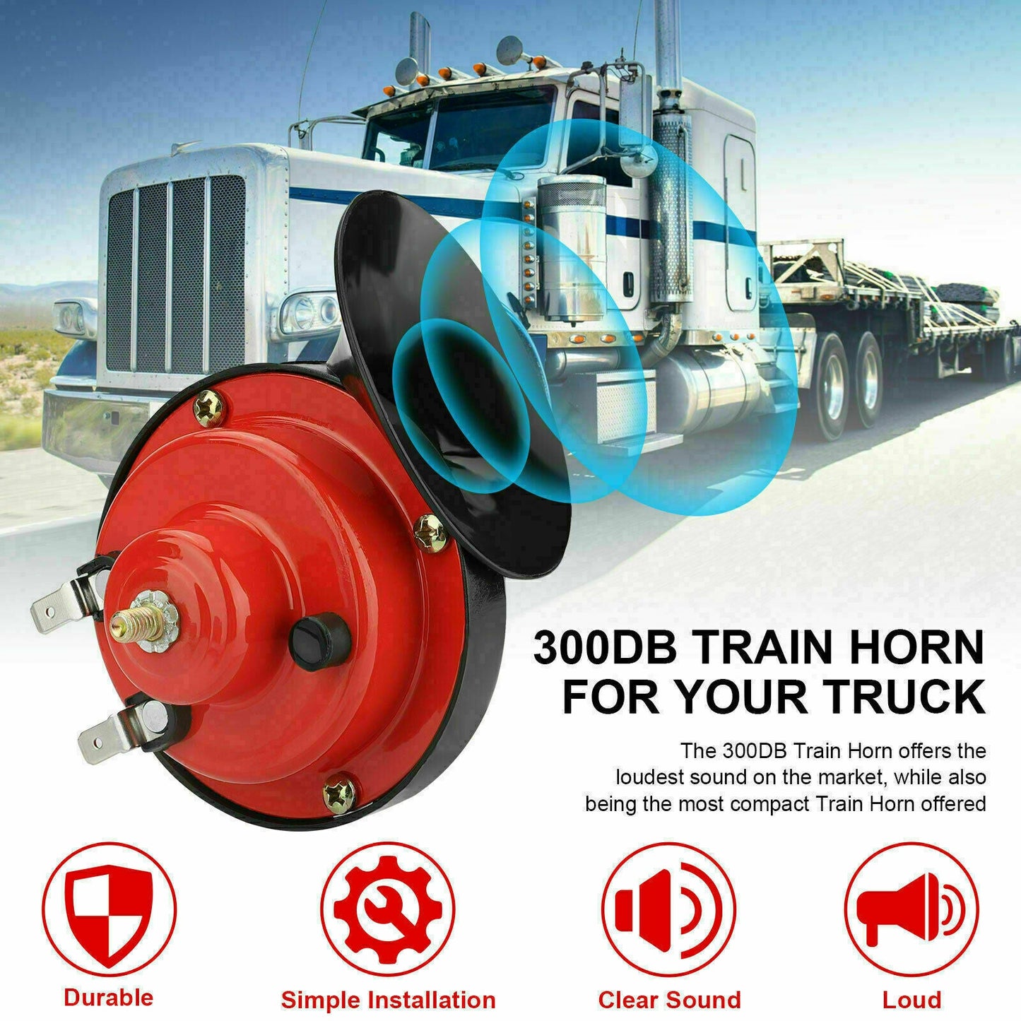 2PC 12V 300DB Super Loud Train Air Horn Waterproof Motorcycle Car