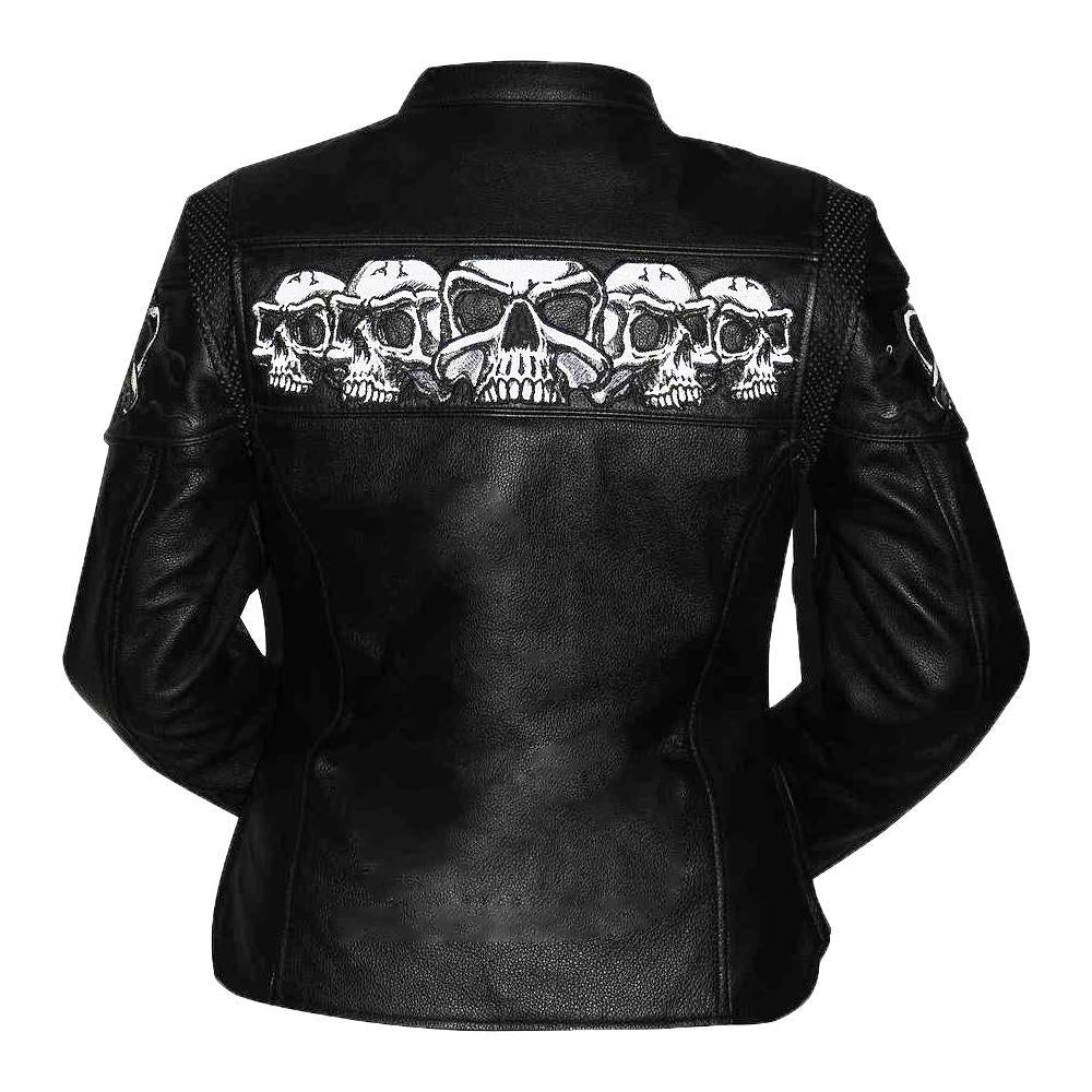 Big Skulls - Women's Motorcycle Leather Jacket