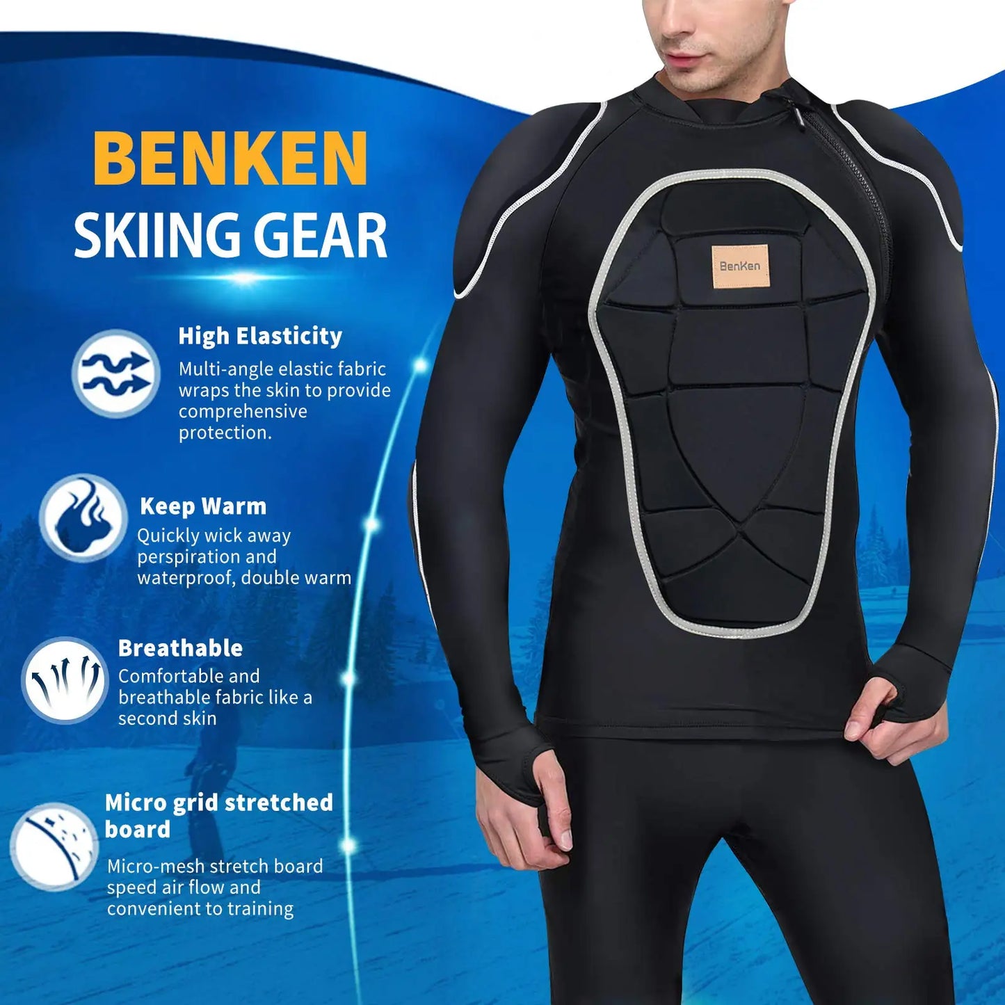 BenKen Motorcycle Armor Chest Shoulder Elbow Protector Protective Gear