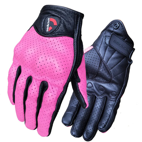 Retro Pursuit Perforated Real Leather Motorcycle Gloves Moto Windproof