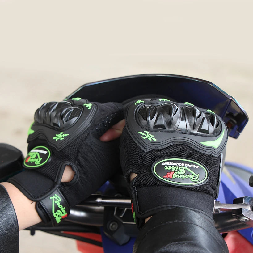 Half Finger Motorcycle Gloves Motocross Luvas Guantes Green Color