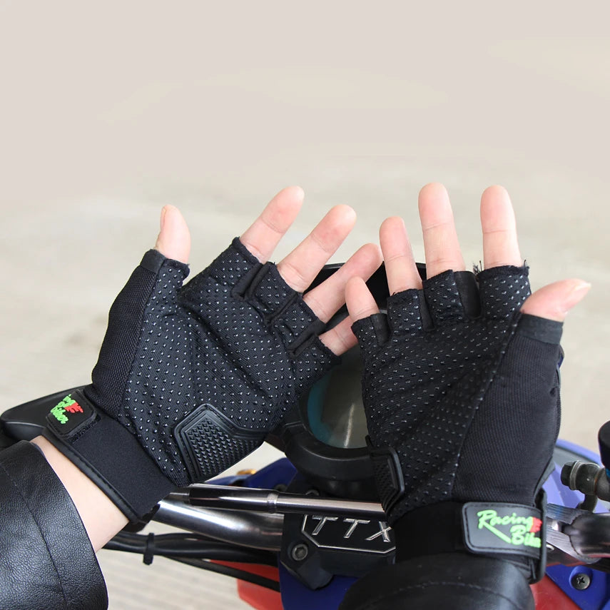 Half Finger Motorcycle Gloves Motocross Luvas Guantes Green Color