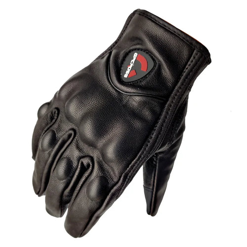 Retro Pursuit Perforated Real Leather Motorcycle Gloves Moto Windproof