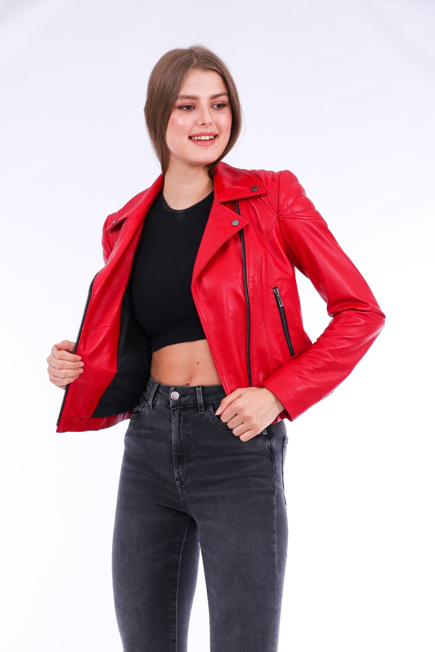 Palomi Leather Biker Jacket