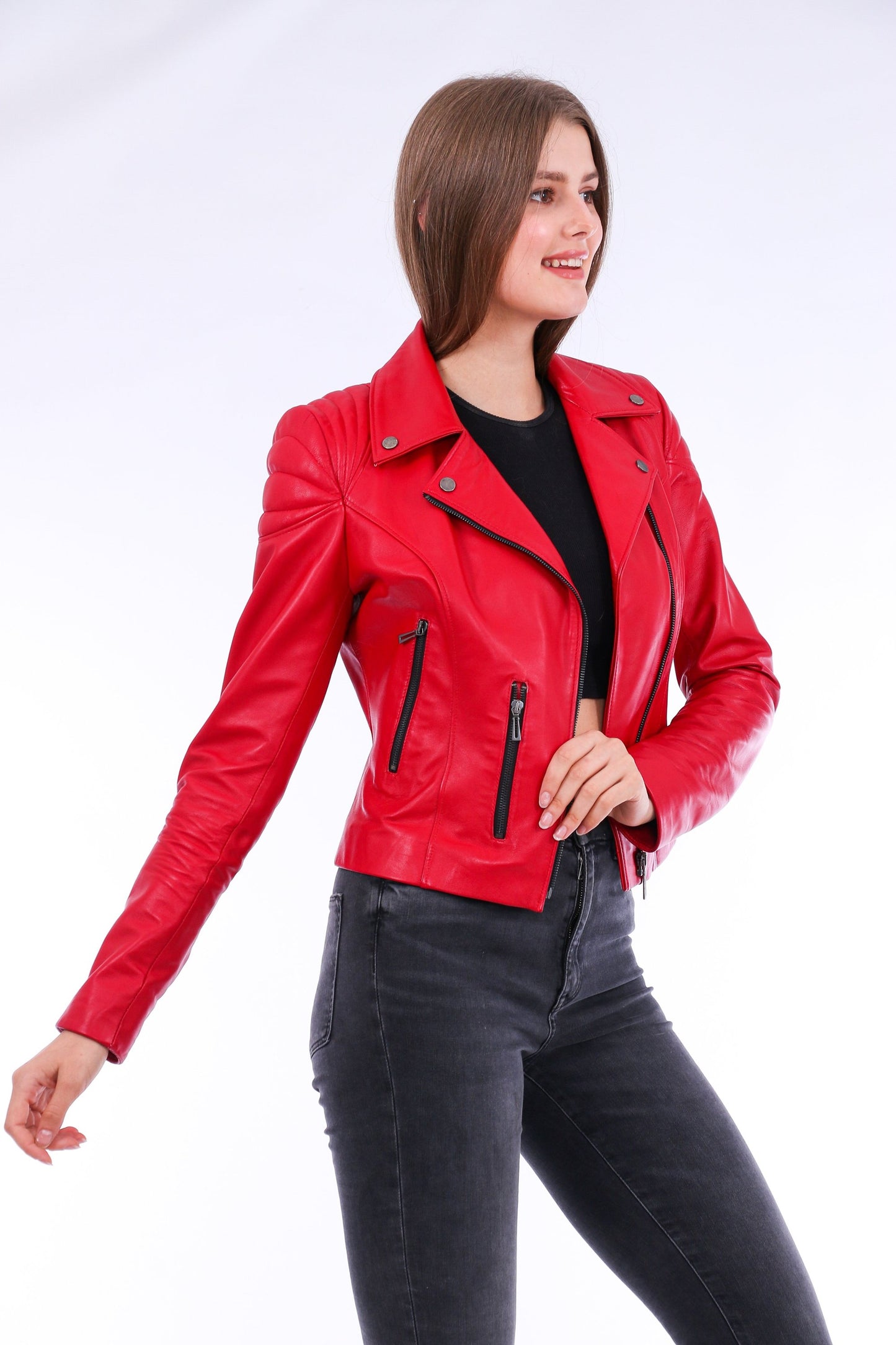 Palomi Leather Biker Jacket