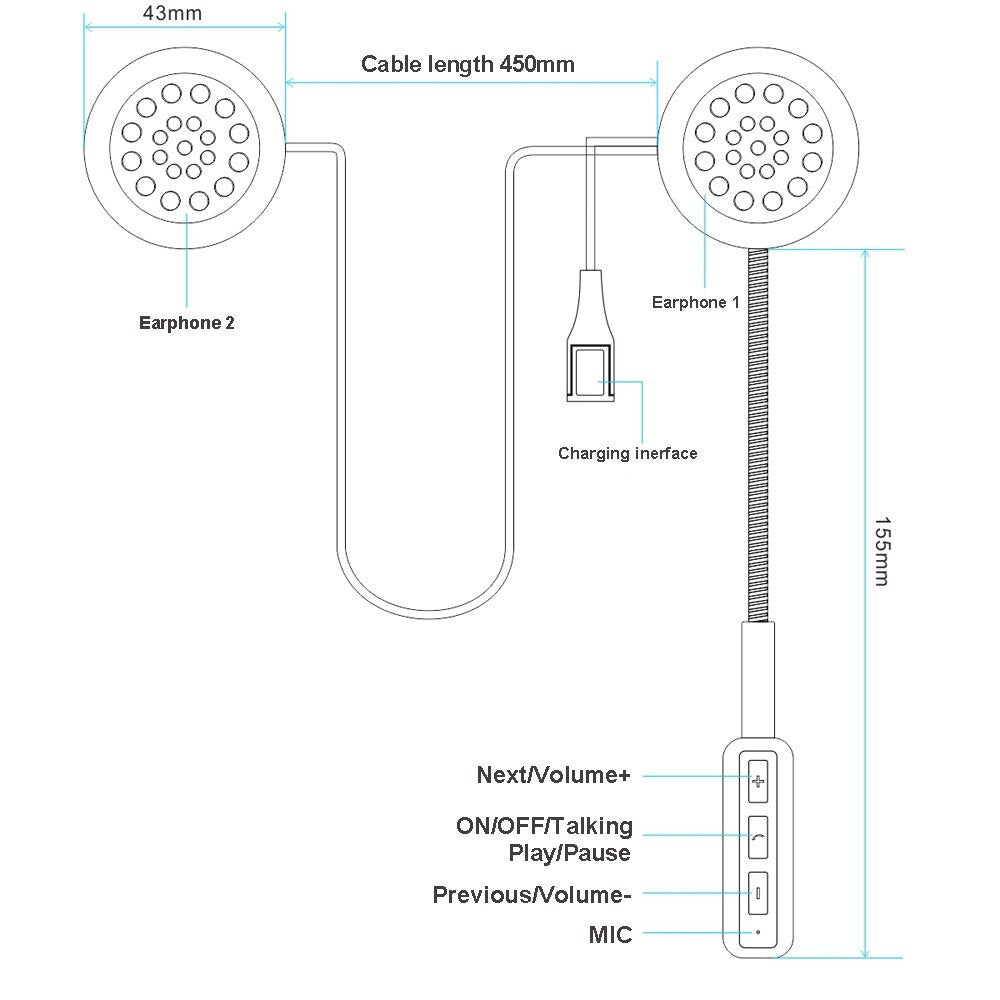 Motorcycle Helmet Bluetooth Headset Headphone