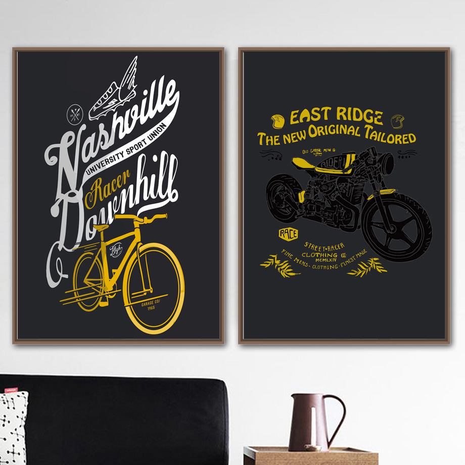 Retro Poster Logo Motorcycle Bike Quotes Wall Art