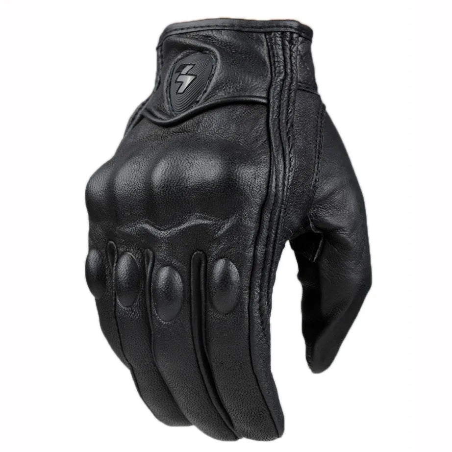 Touchscreen Leather Motorcycle Full Finger Gloves Protective Gear