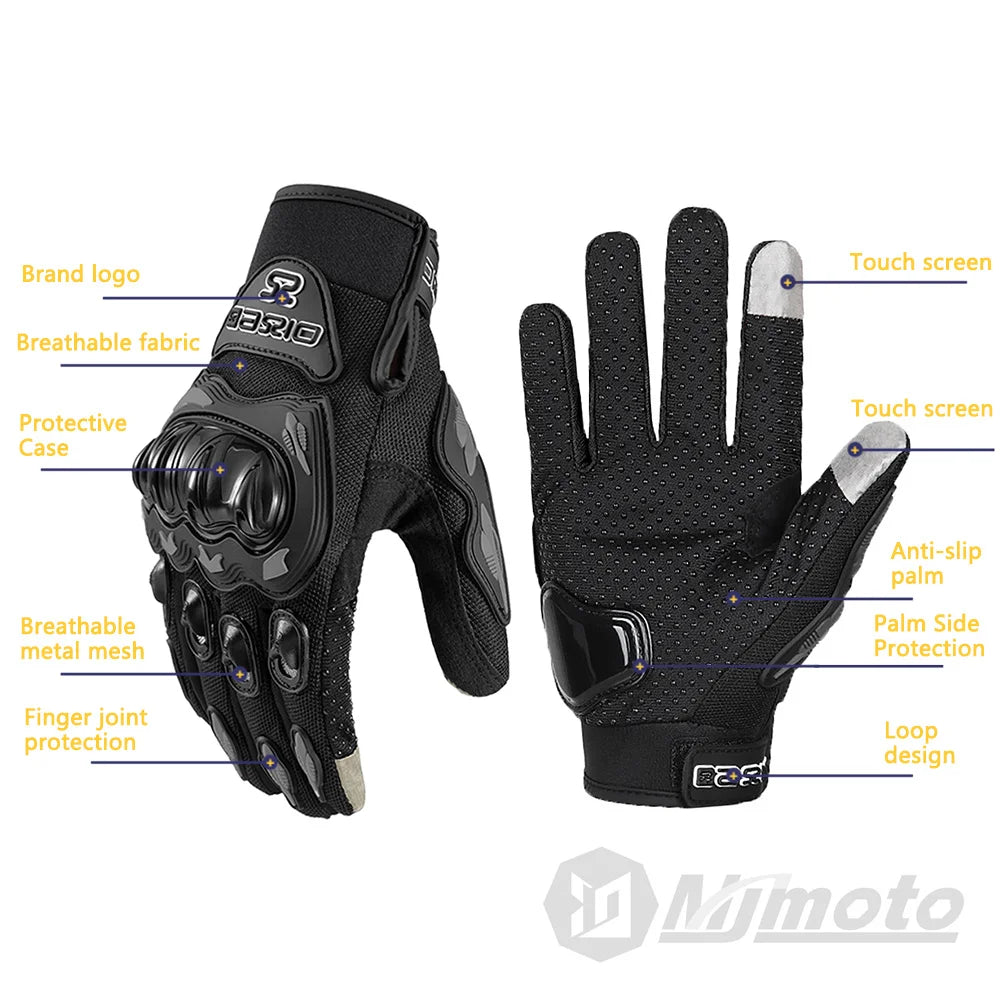 Summer Breathable Full Finger Motorcycle Gloves Non-slip