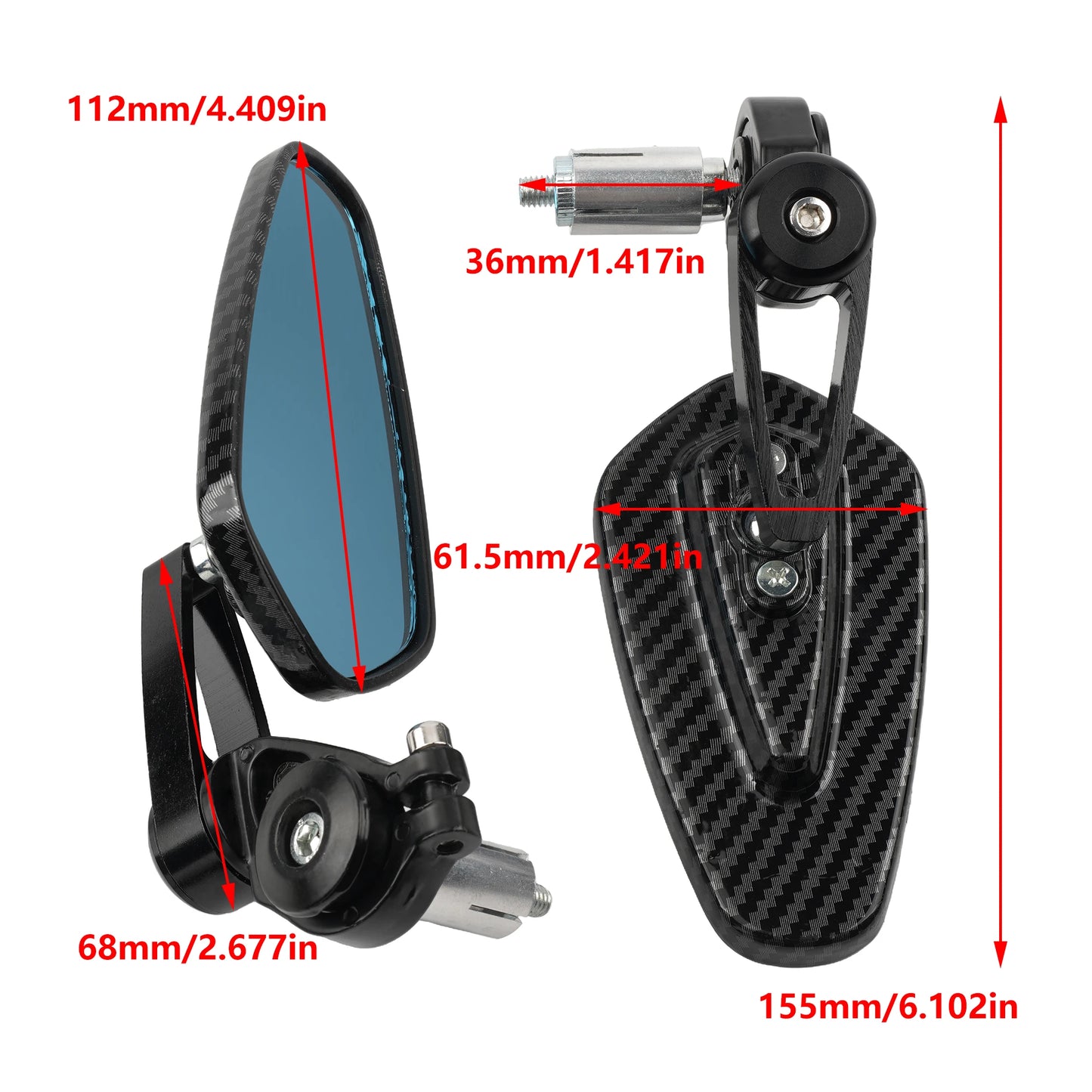 Motorcycle Rearview Mirror Carbon Fiber Pattern Universal Handlebar