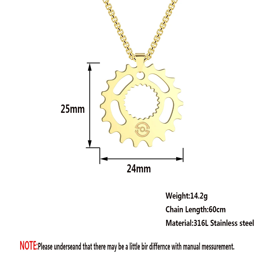 CHENGXUN Gear Biker Motorcycle Guy Pendant Necklace for Men Women