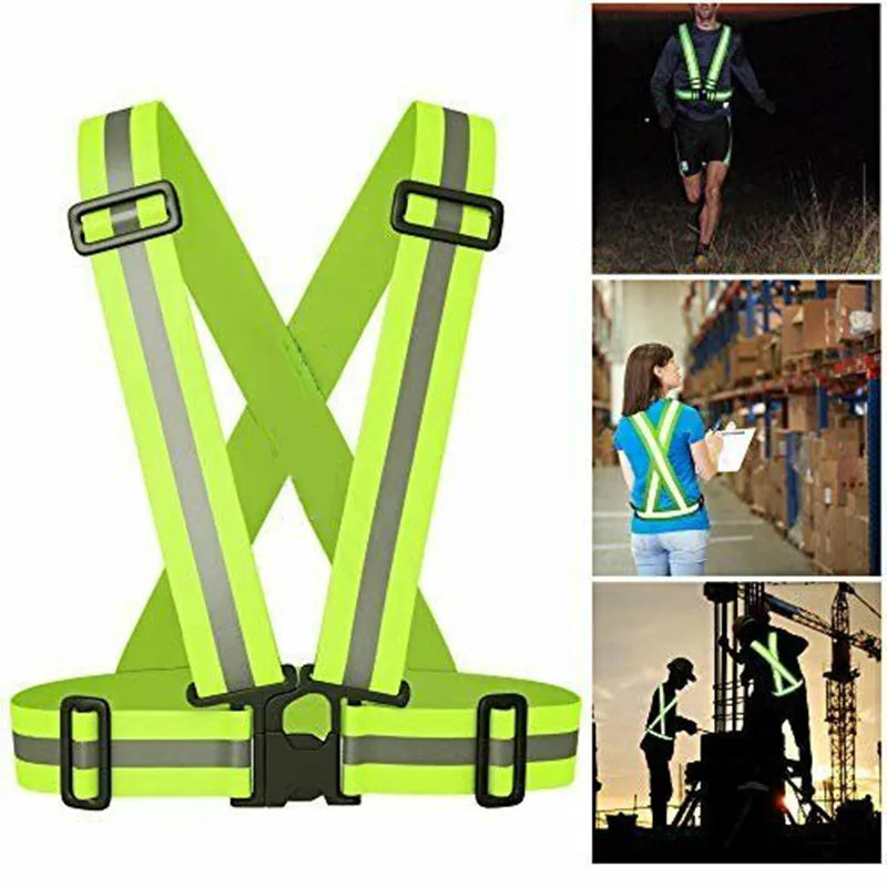 New Night Walking Biking Safety Vest Elastic Reflective Straps