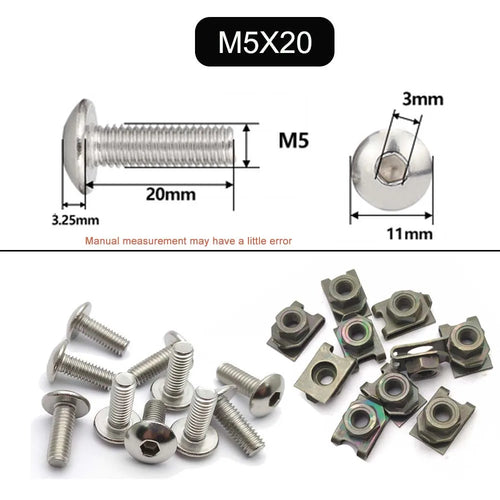 10 Set Plastic Cover Silver Stainless Steel Screw Bolt and U Type