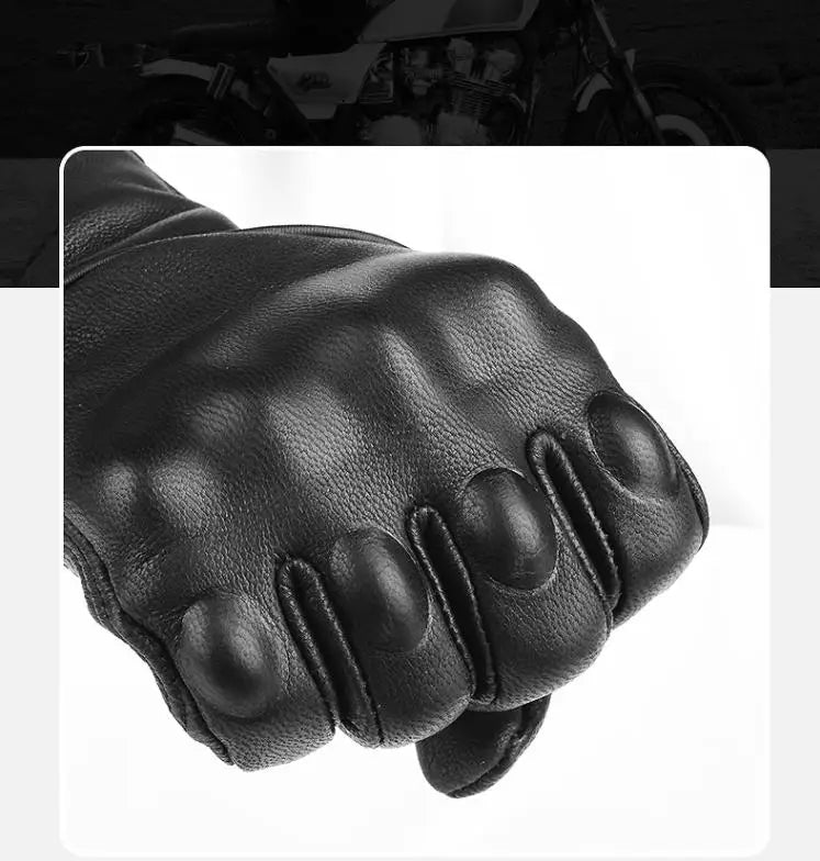 Touchscreen Leather Motorcycle Full Finger Gloves Protective Gear