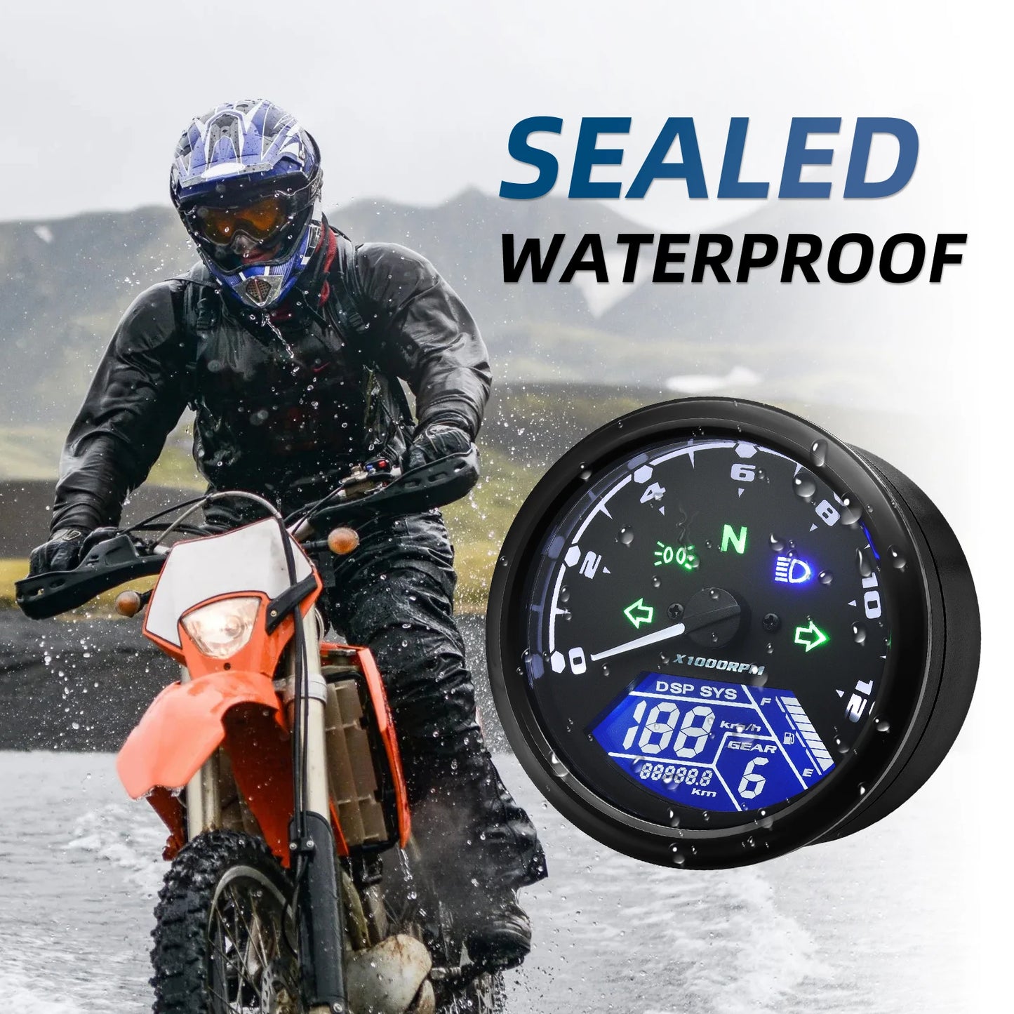 Universal Motorcycle Meter Speedometer Digital Odometer with Gear