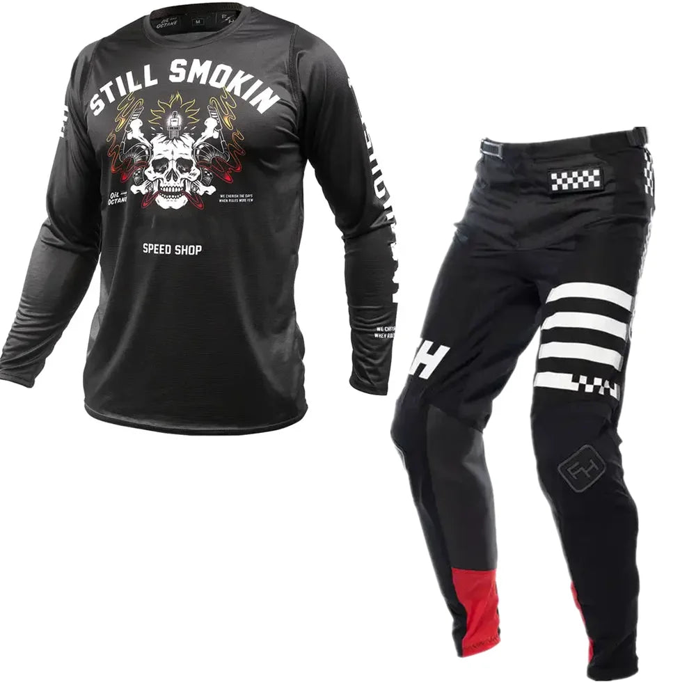 Fast fh MX Gear Set Skull Motorcycle Dirt Bike Jersey Set Black