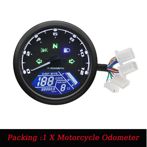 Universal Motorcycle Meter Speedometer Digital Odometer with Gear