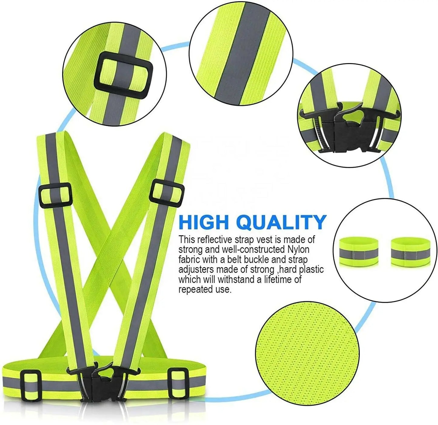 New Night Walking Biking Safety Vest Elastic Reflective Straps