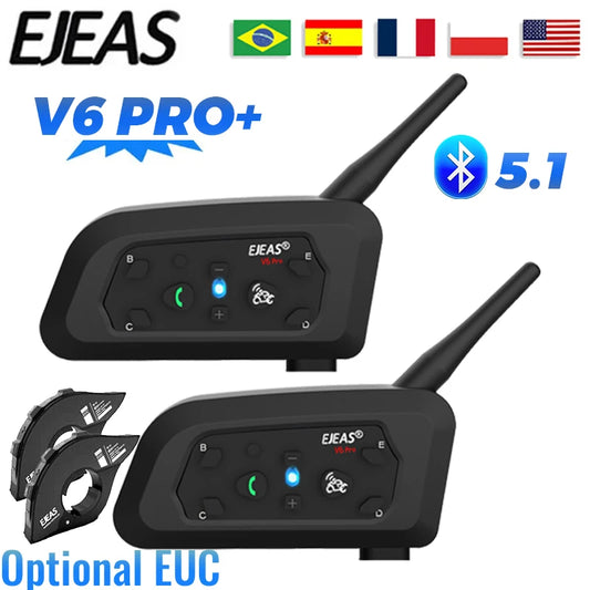 EJEAS V6 PRO + Motorcycle Helmet Intercom Bluetooth Headset 800M