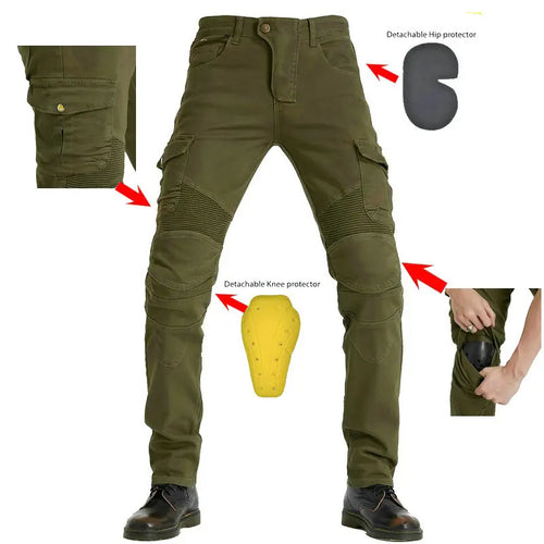 Motorcycle Denim Pants Men Classic Elasticity Free Protective Gear