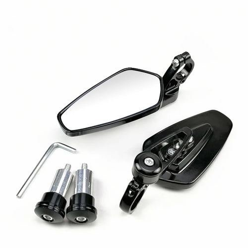 1 Pair 7/8" 22mm Motorcycle Aluminum Bar End Side Rearview Mirror