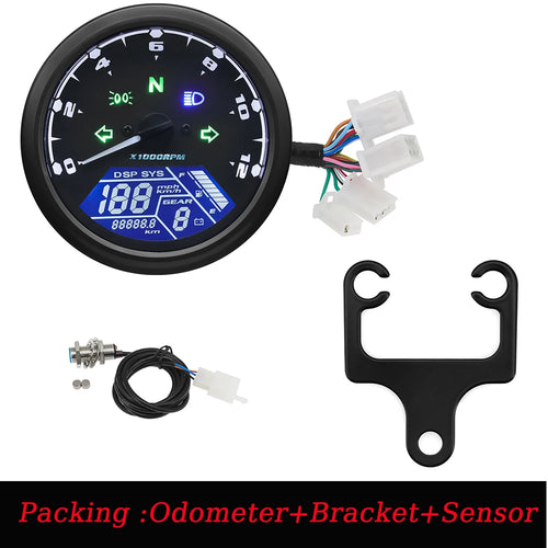 Universal Motorcycle Meter Speedometer Digital Odometer with Gear