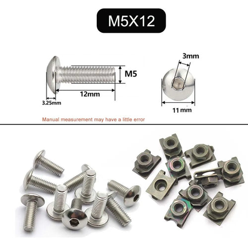 10 Set Plastic Cover Silver Stainless Steel Screw Bolt and U Type