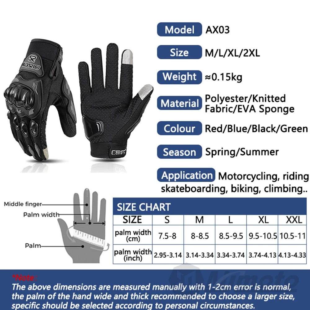 Summer Breathable Full Finger Motorcycle Gloves Non-slip