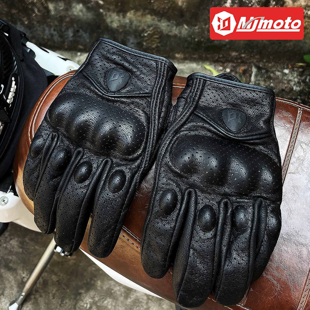 Motorcycle Gloves Summer Leather Motocross Glove Men Women Retro Biker