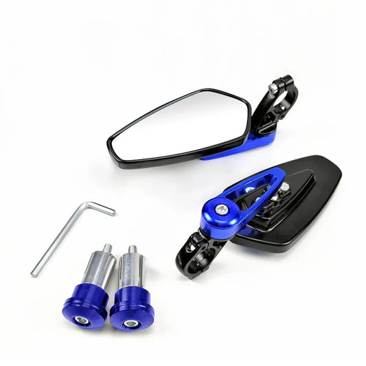 1 Pair 7/8" 22mm Motorcycle Aluminum Bar End Side Rearview Mirror