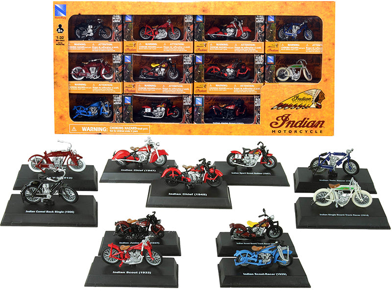 \Indian Motorcycle\" Set of 11 pieces 1/32 Diecast Motorcycle Models