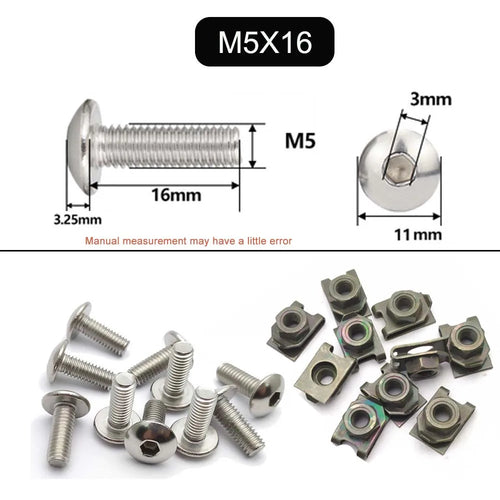 10 Set Plastic Cover Silver Stainless Steel Screw Bolt and U Type