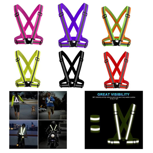 New Night Walking Biking Safety Vest Elastic Reflective Straps