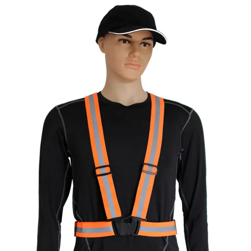 New Night Walking Biking Safety Vest Elastic Reflective Straps