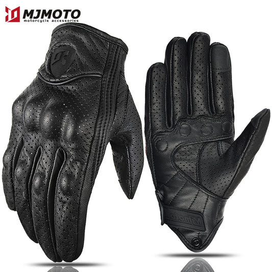 Motorcycle Gloves Summer Leather Motocross Glove Men Women Retro Biker