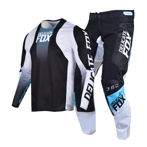 Delicate Fox Offroad MX Racing Motocross Black Jersey and Pants Combo