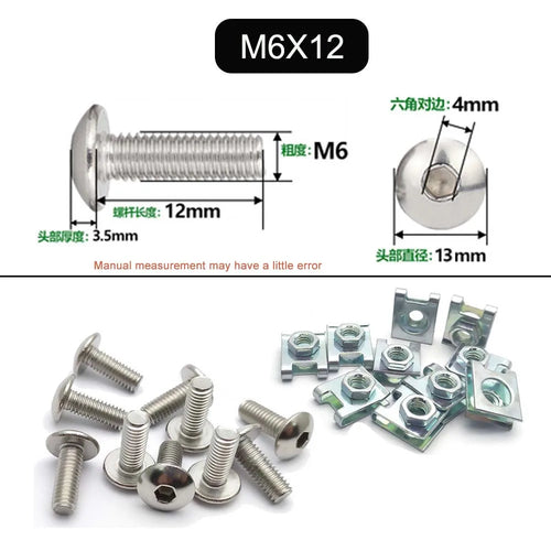 10 Set Plastic Cover Silver Stainless Steel Screw Bolt and U Type