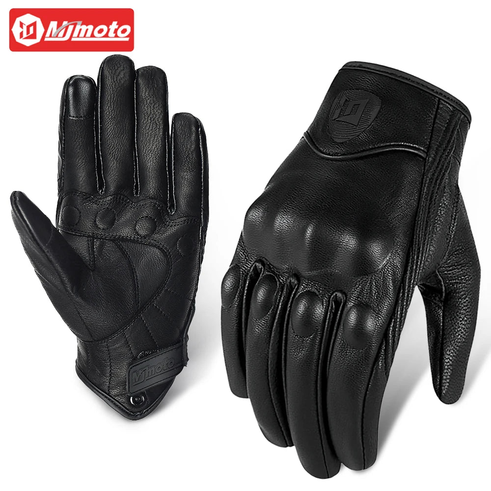 Motorcycle Gloves Summer Leather Motocross Glove Men Women Retro Biker