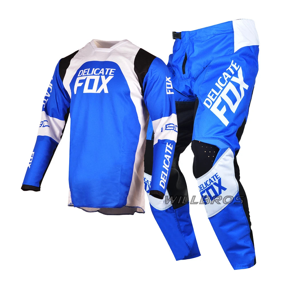 Delicate Fox Offroad MX Racing Motocross Black Jersey and Pants Combo