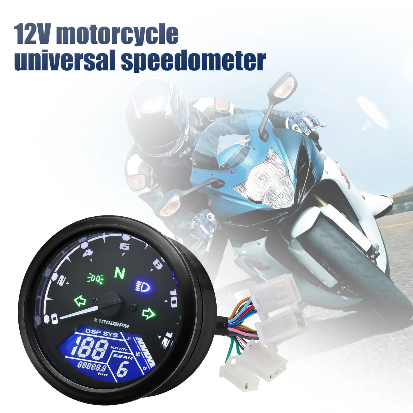 Universal Motorcycle Meter Speedometer Digital Odometer with Gear