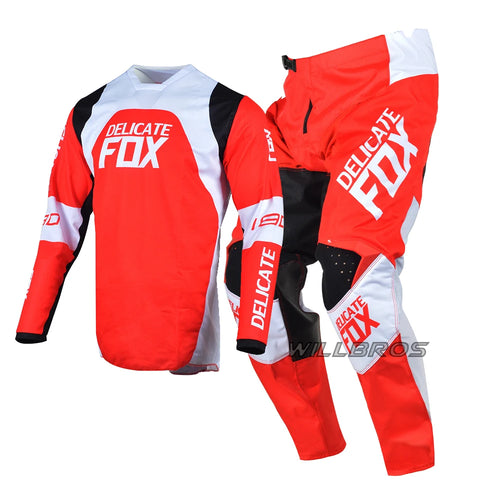 Delicate Fox Offroad MX Racing Motocross Black Jersey and Pants Combo