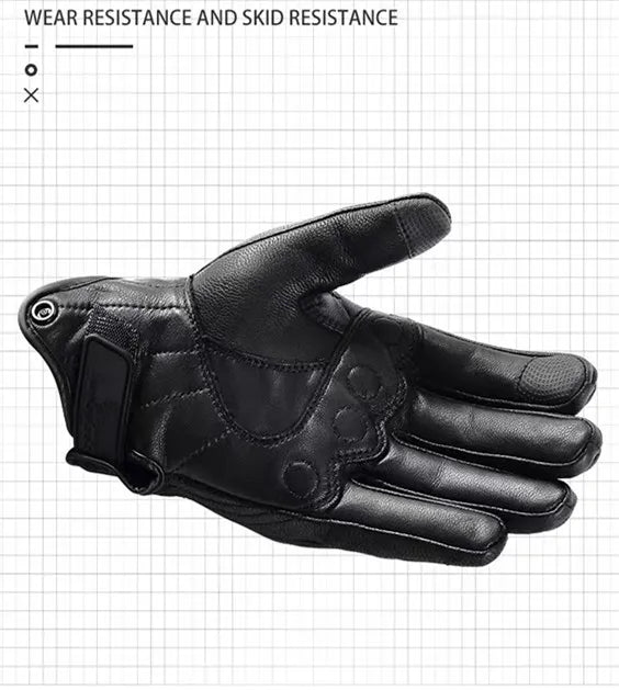 Touchscreen Leather Motorcycle Full Finger Gloves Protective Gear