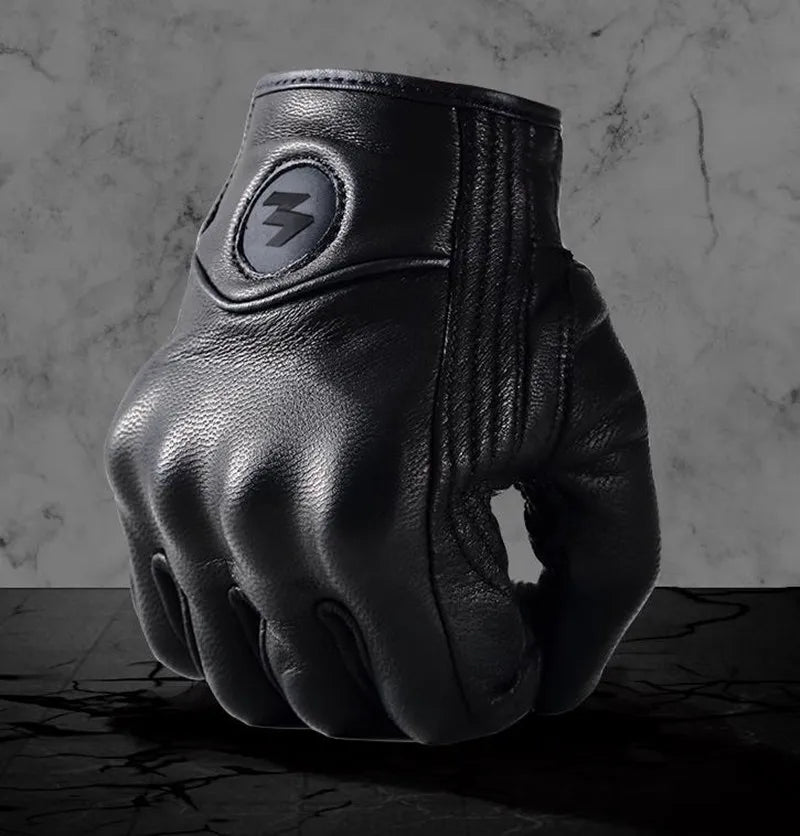 Touchscreen Leather Motorcycle Full Finger Gloves Protective Gear